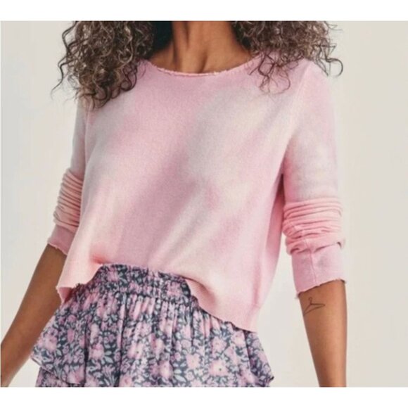 LoveShackFancy Shane Tie Dye Wool Cashmere Cropped Sweater Pink Size XS - Picture 7 of 7